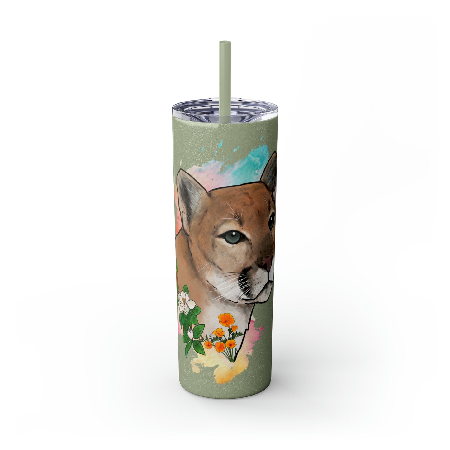 Mountain Lion Tumbler with Straw, 20oz