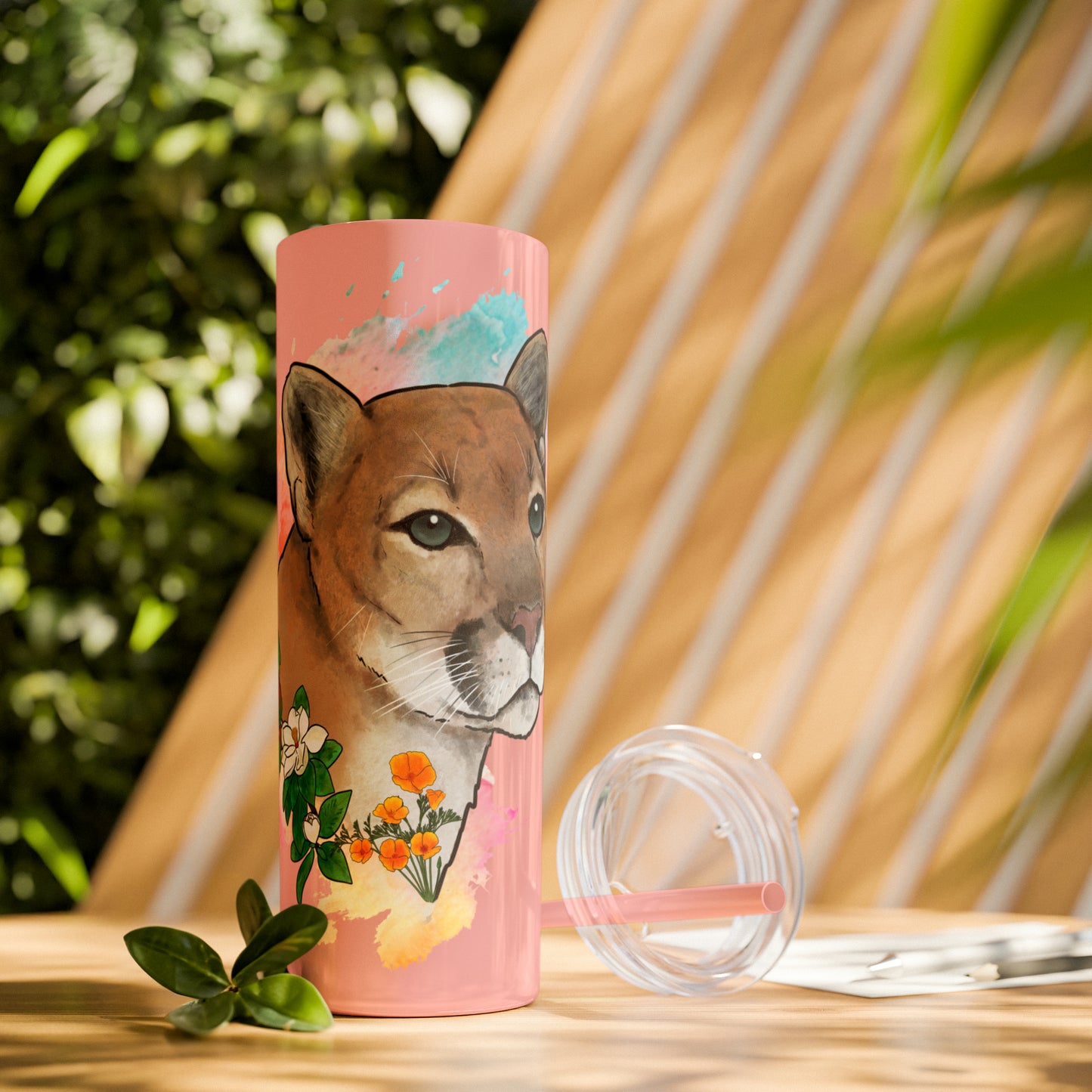 Mountain Lion Tumbler with Straw, 20oz