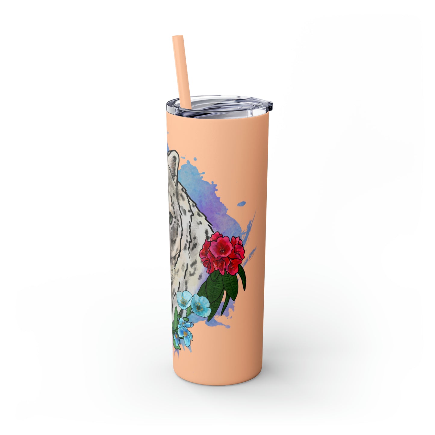 Snow Leopard Tumbler with Straw, 20oz