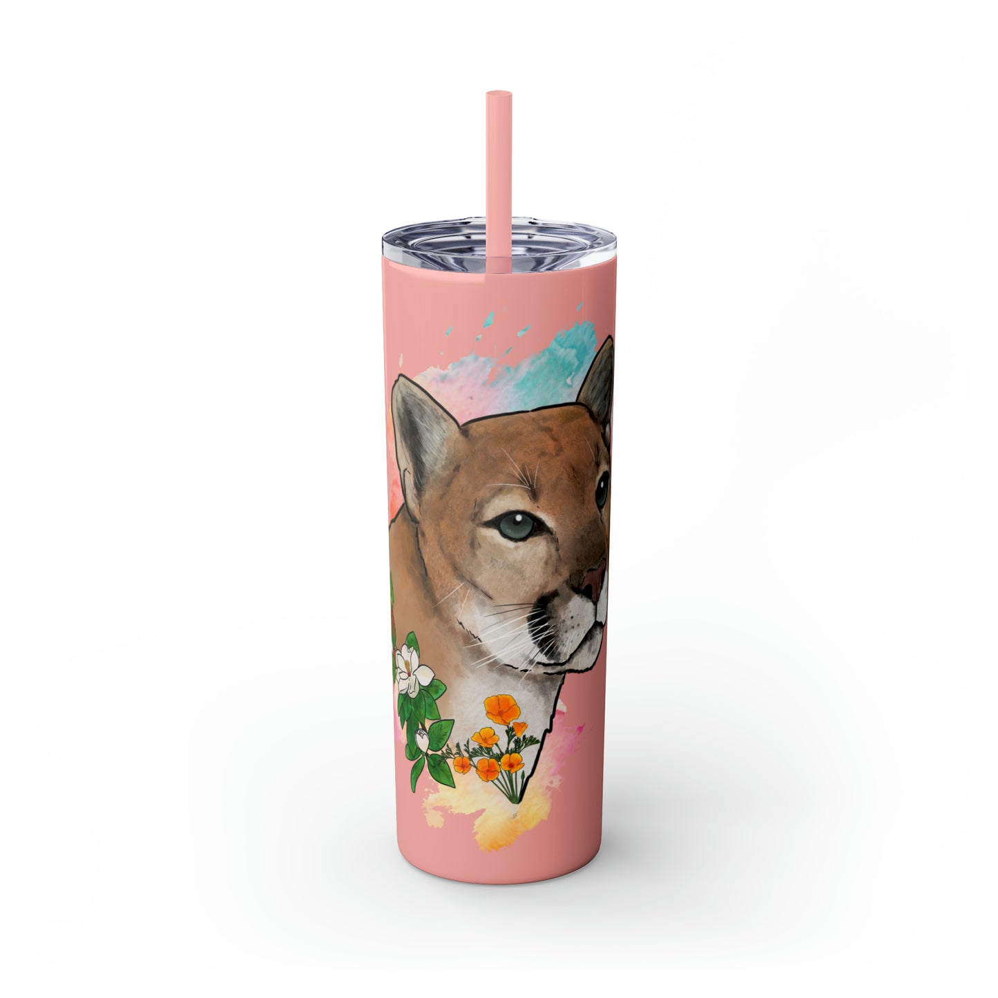 Mountain Lion Tumbler with Straw, 20oz