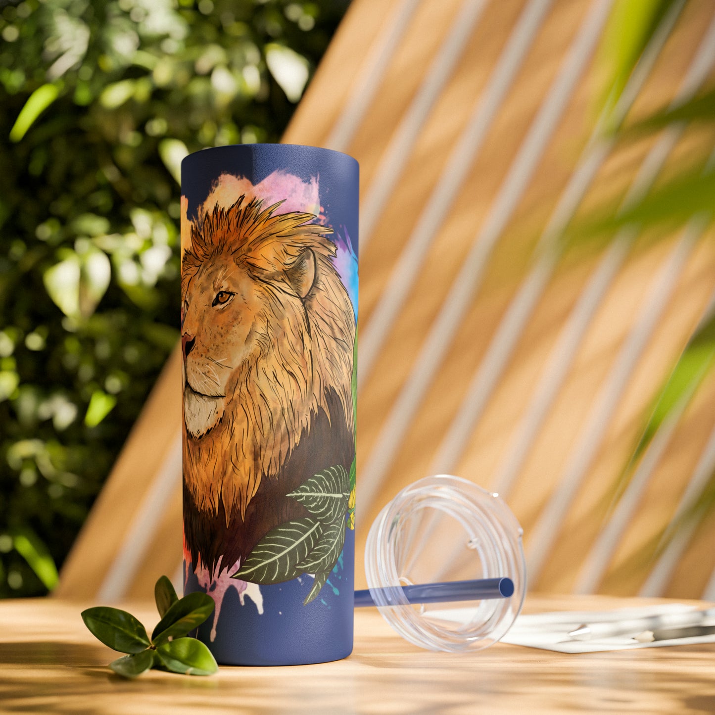 Lion Tumbler with Straw, 20oz