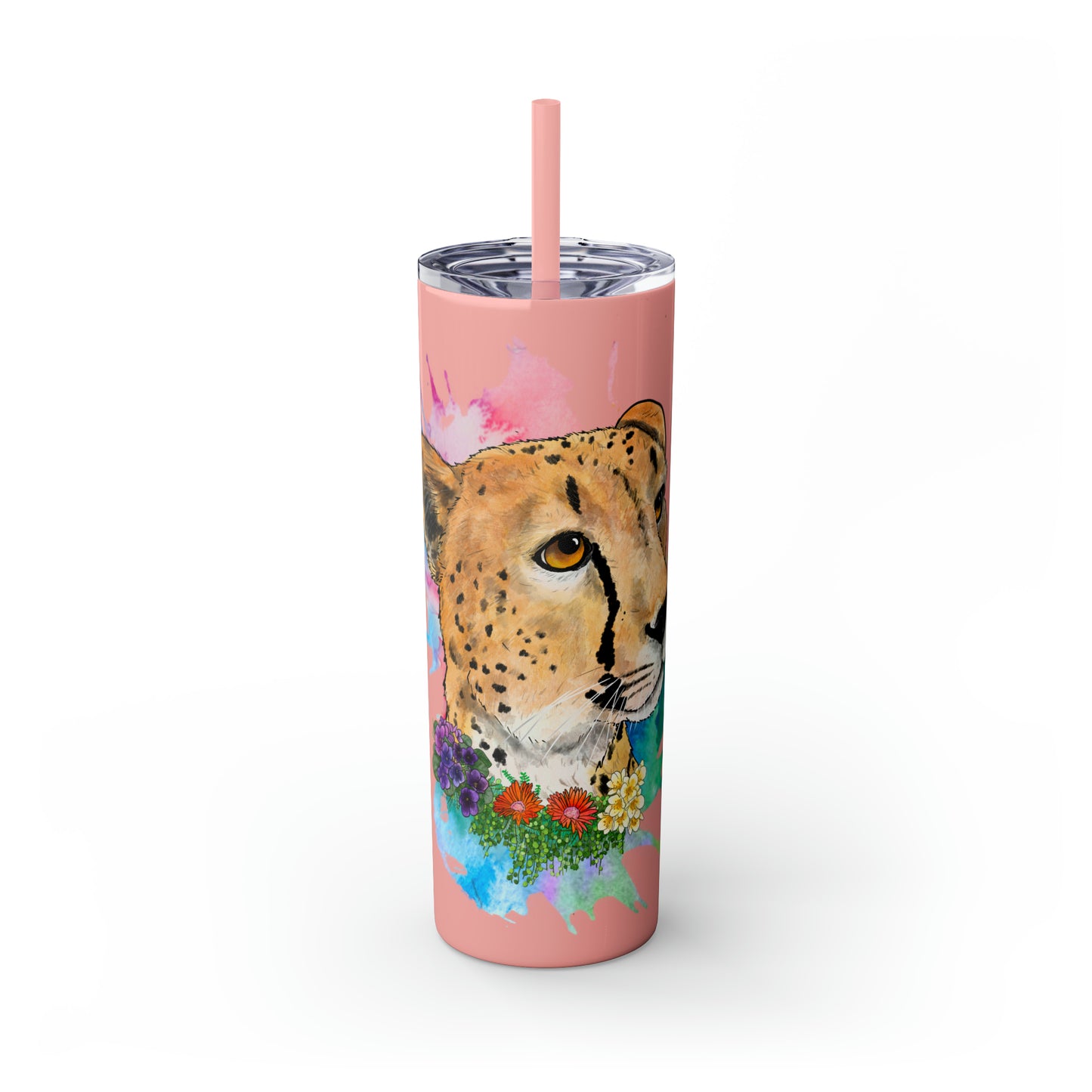 Cheetah Tumbler with Straw, 20oz