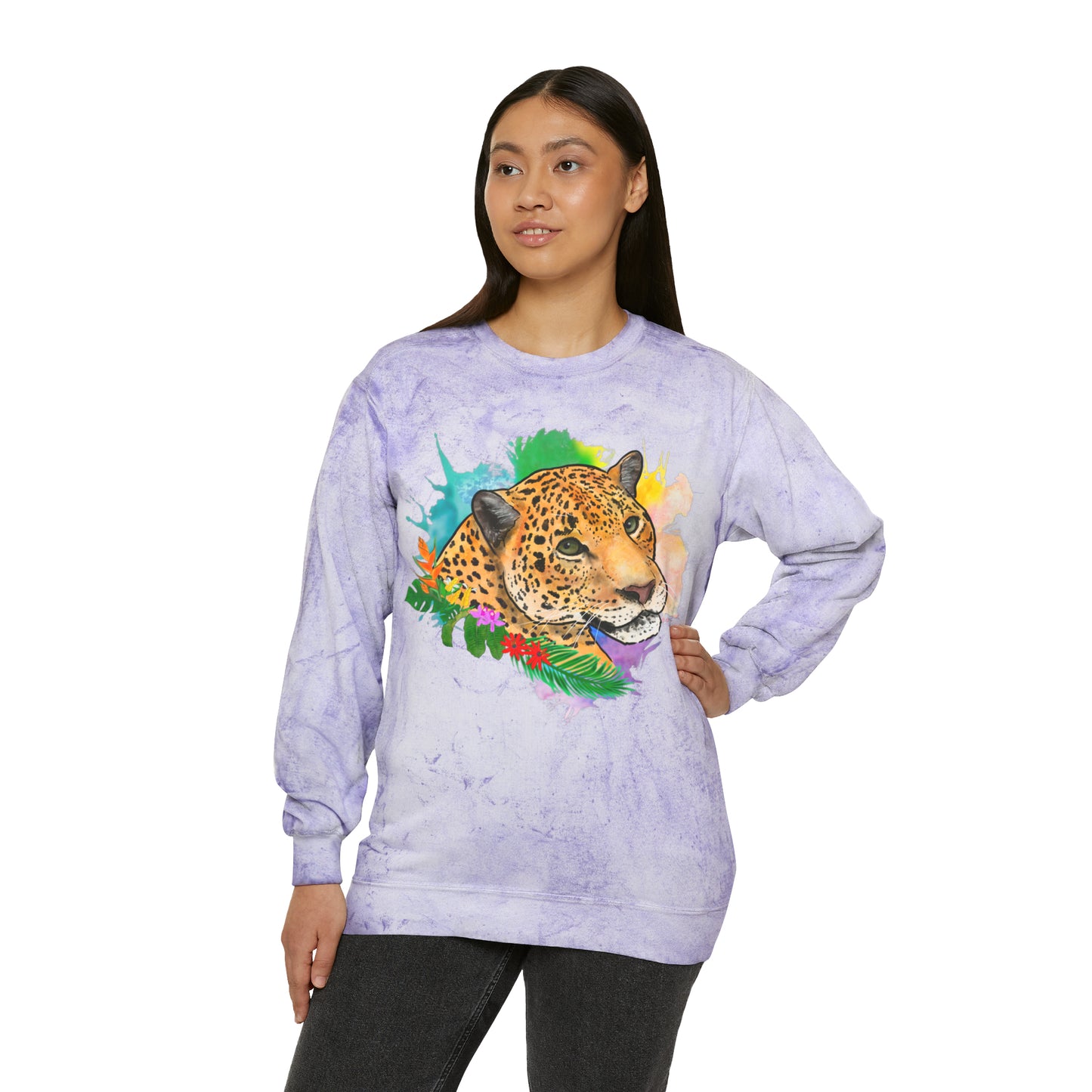Jaguar Floral Comfort Colors Crewneck Sweatshirt