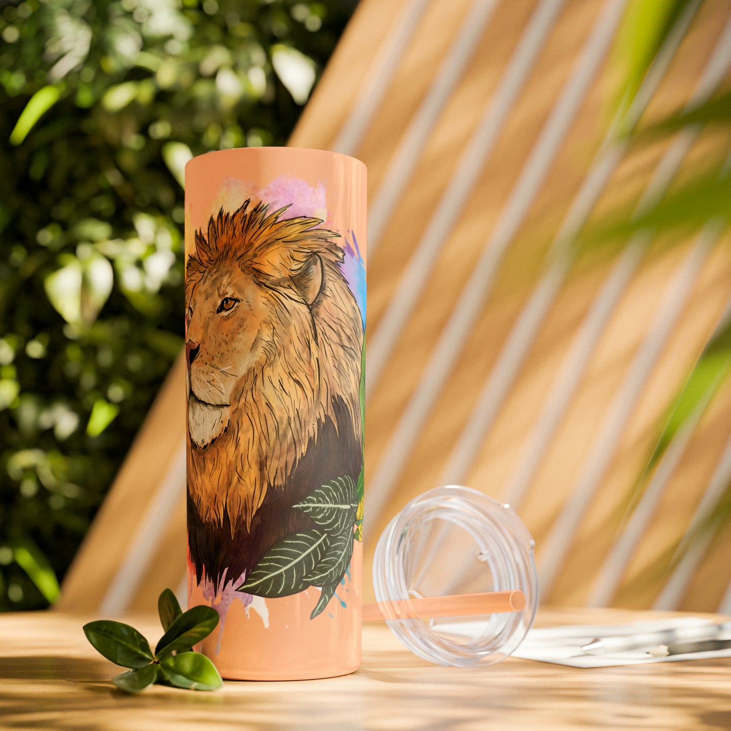 Lion Tumbler with Straw, 20oz