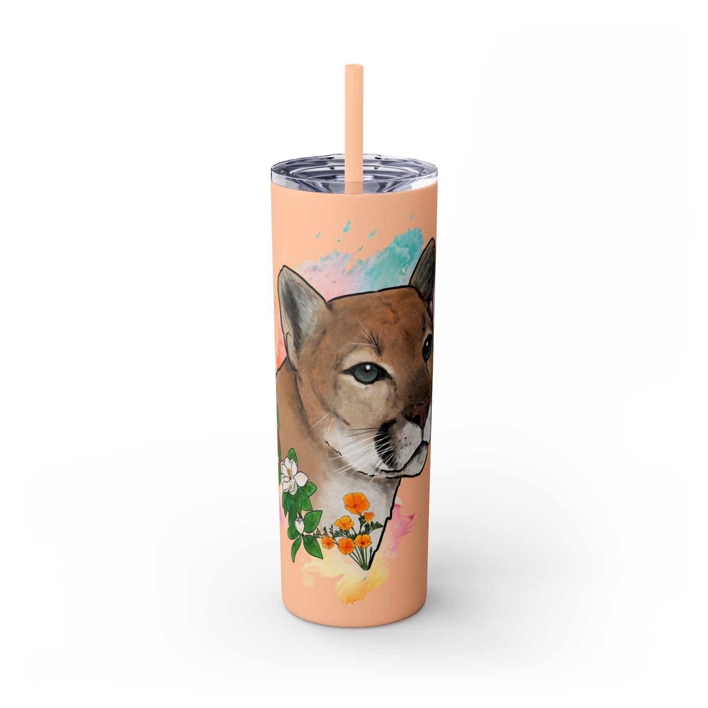 Mountain Lion Tumbler with Straw, 20oz