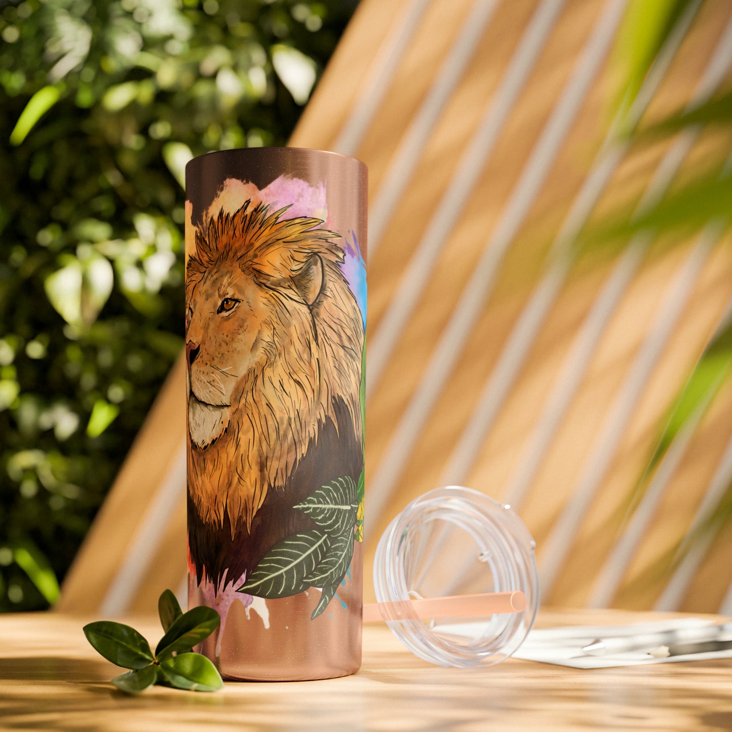 Lion Tumbler with Straw, 20oz