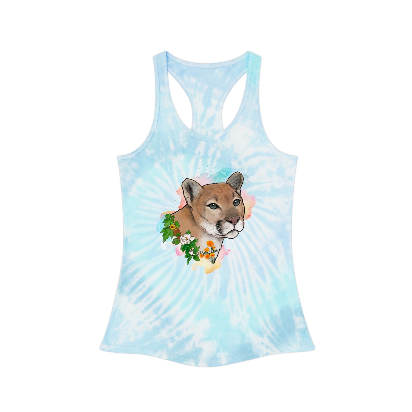 Mountain Lion Tie Dye Racerback Tank Top