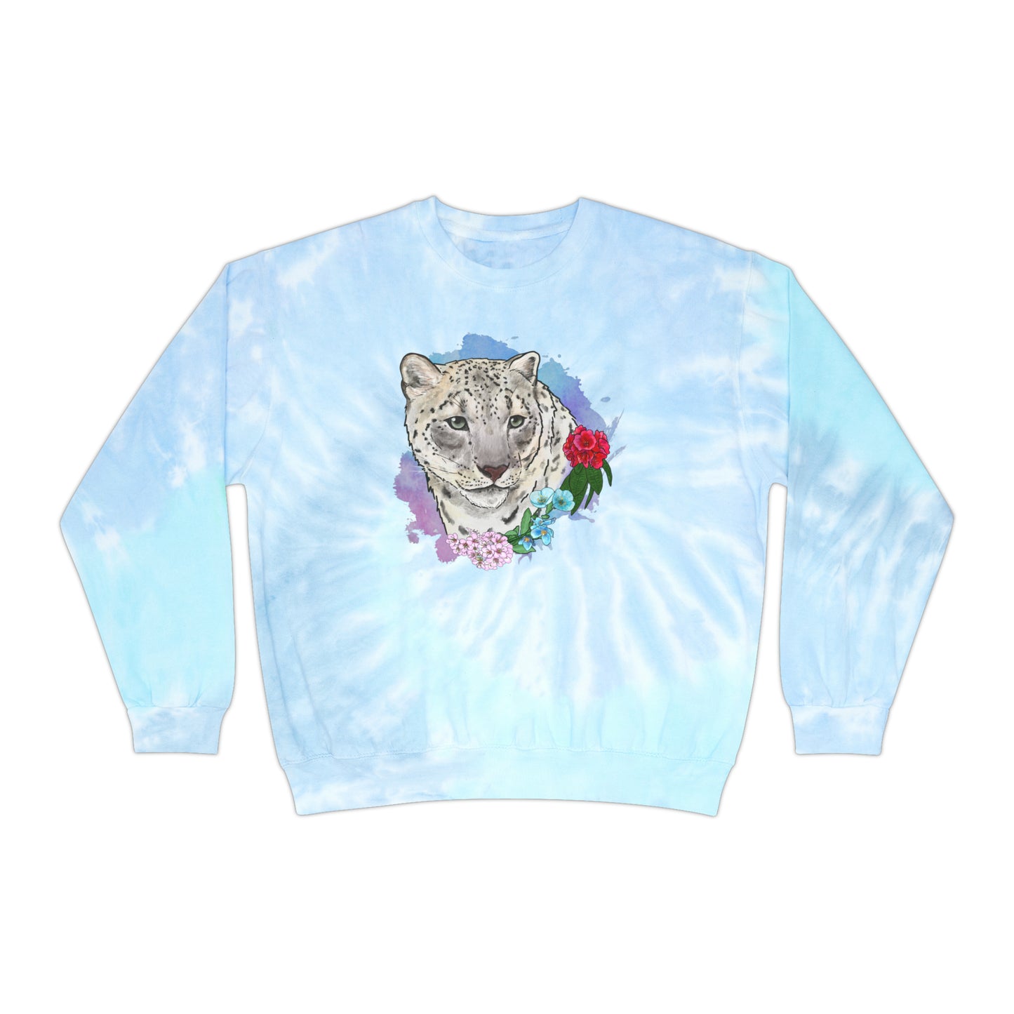 Snow Leopard Floral Tie-Dye Sweatshirt