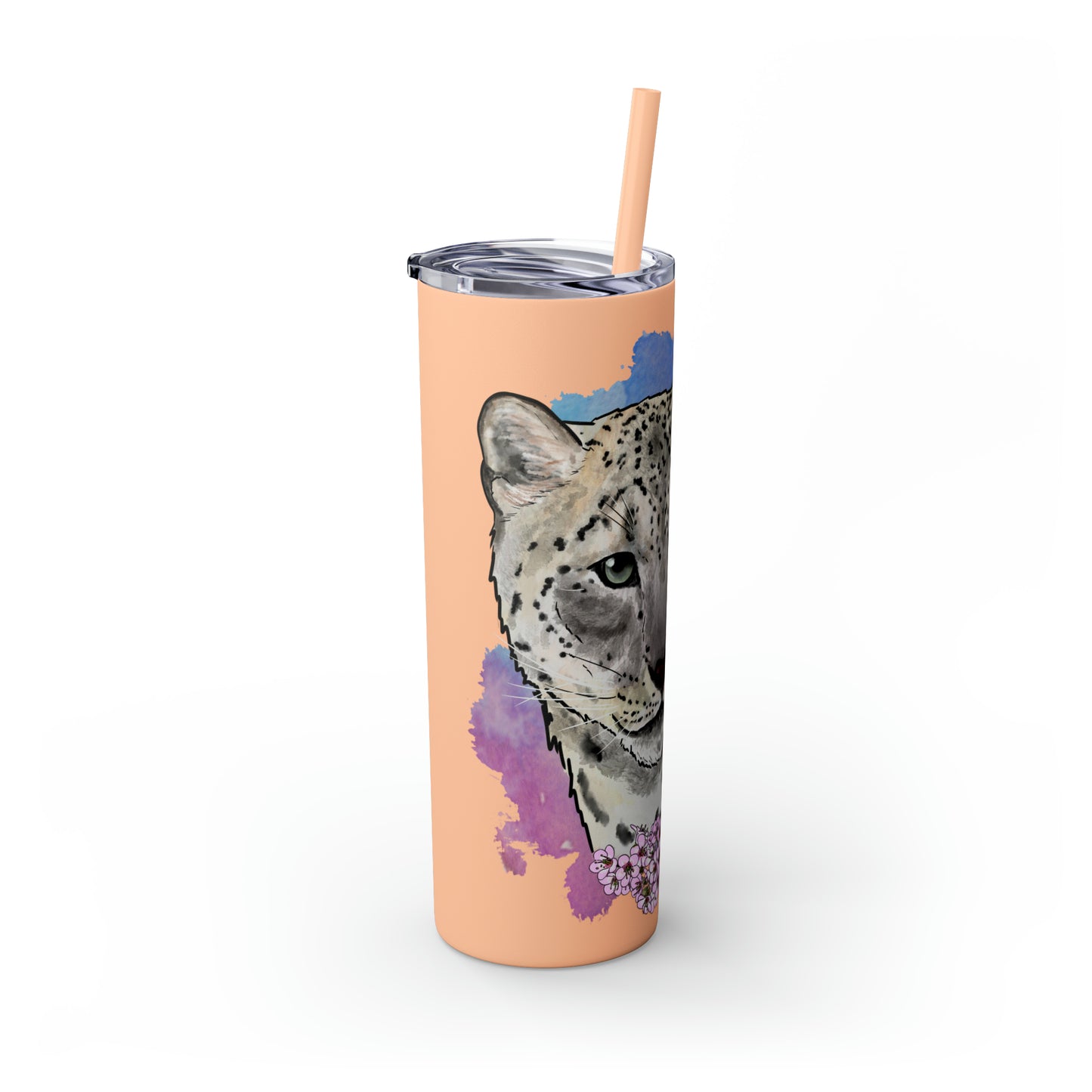 Snow Leopard Tumbler with Straw, 20oz