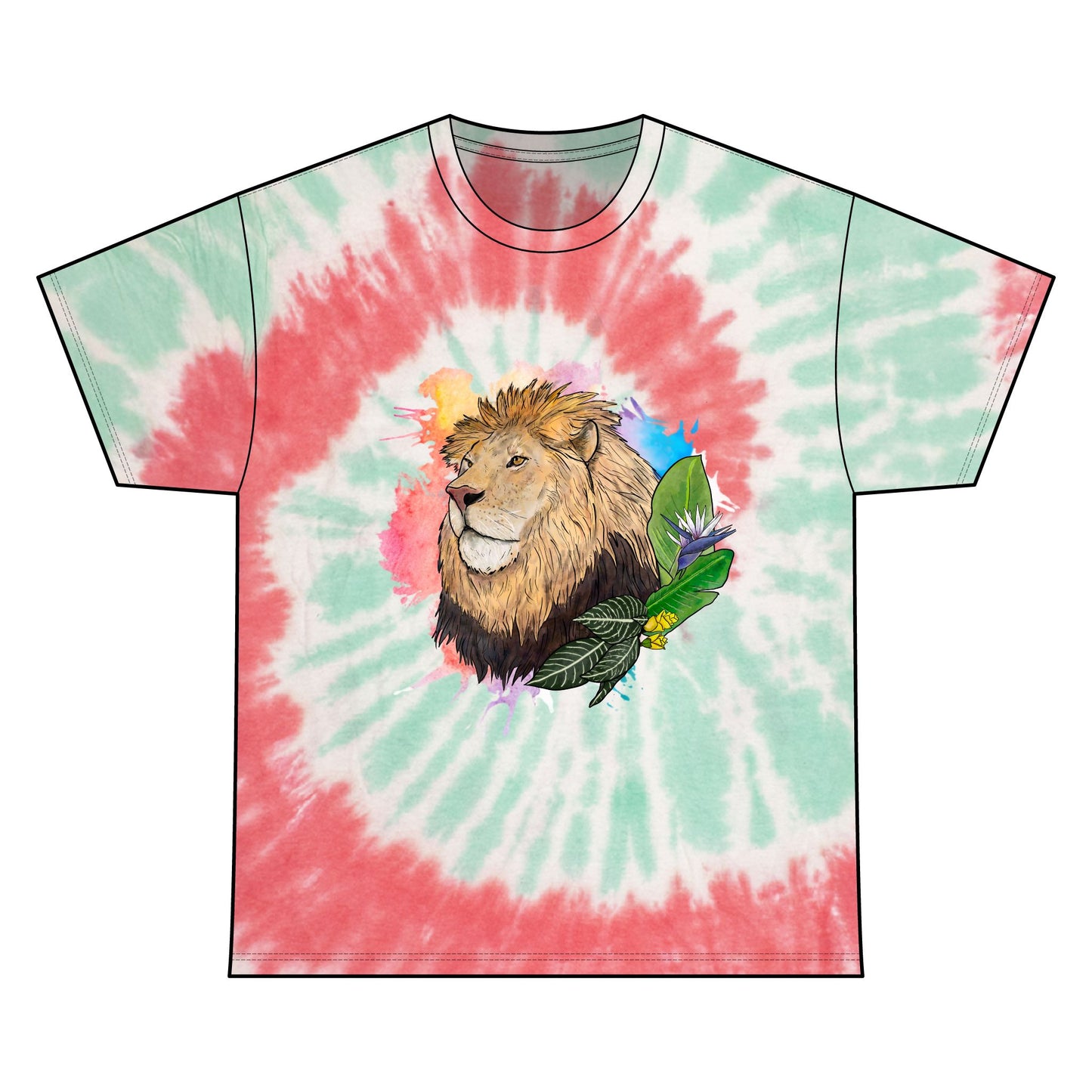 Lion floral Tie Dye Cotton Tee