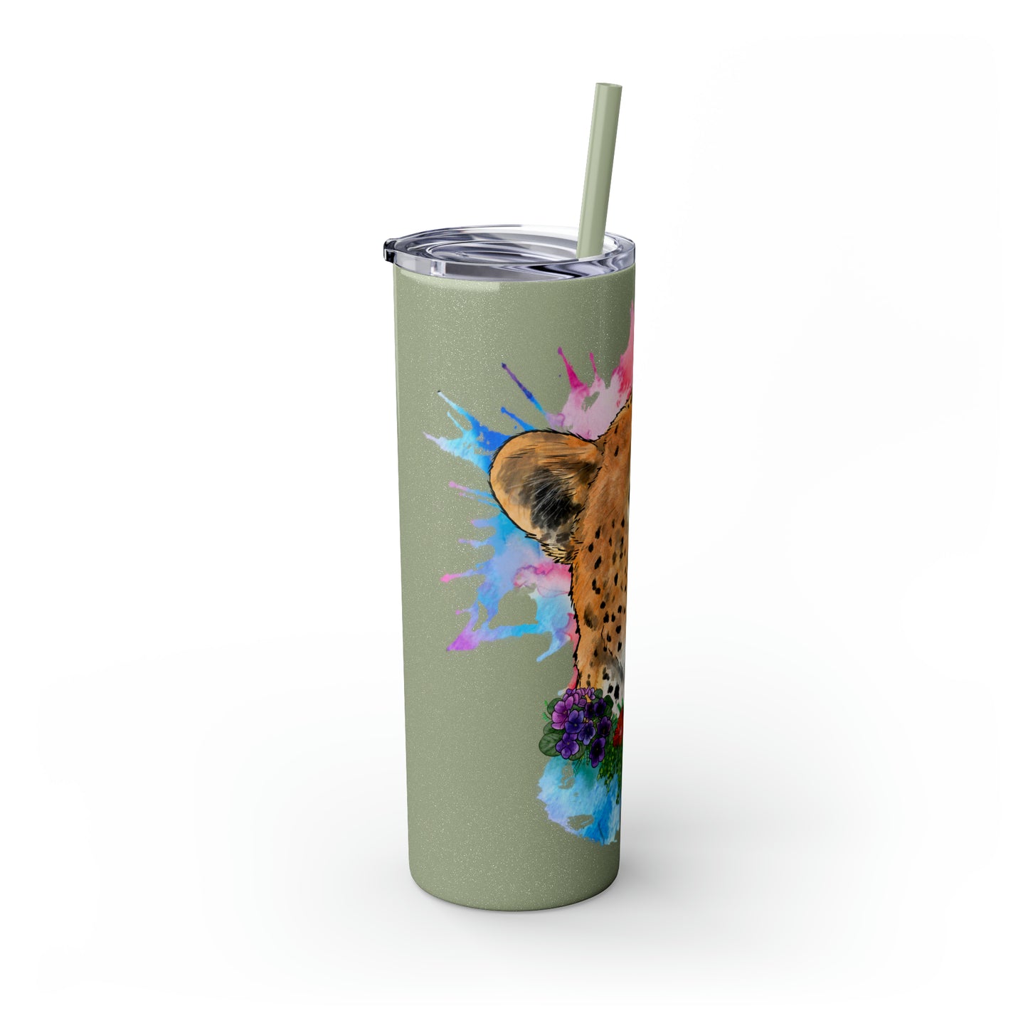 Cheetah Tumbler with Straw, 20oz