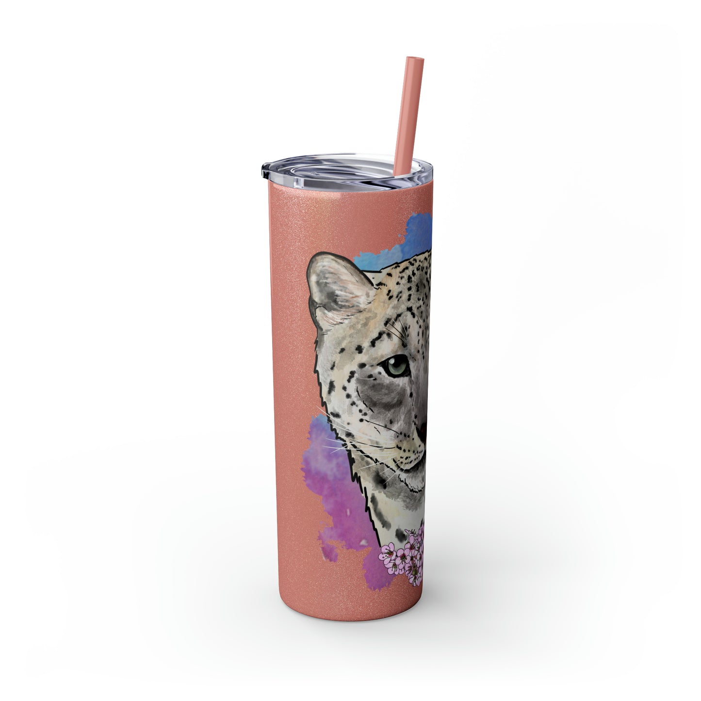 Snow Leopard Tumbler with Straw, 20oz