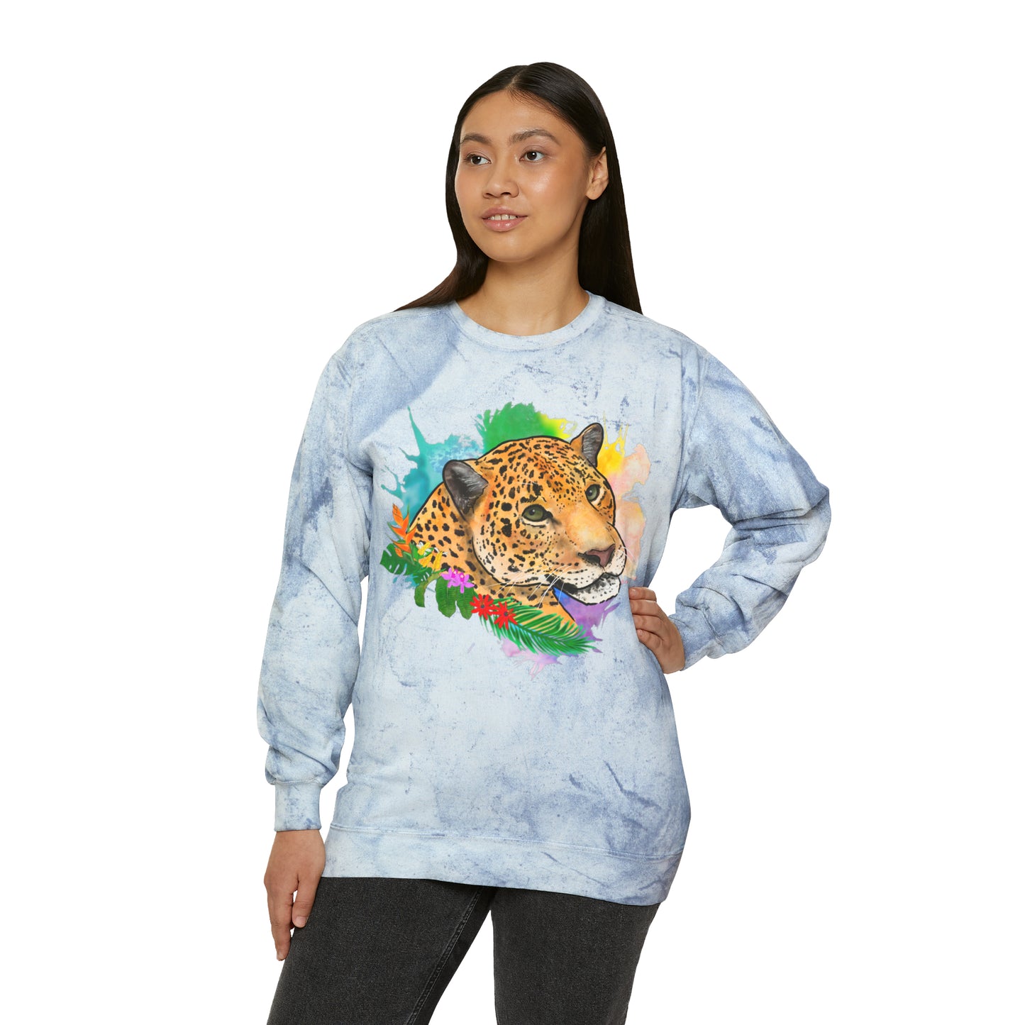 Jaguar Floral Comfort Colors Crewneck Sweatshirt