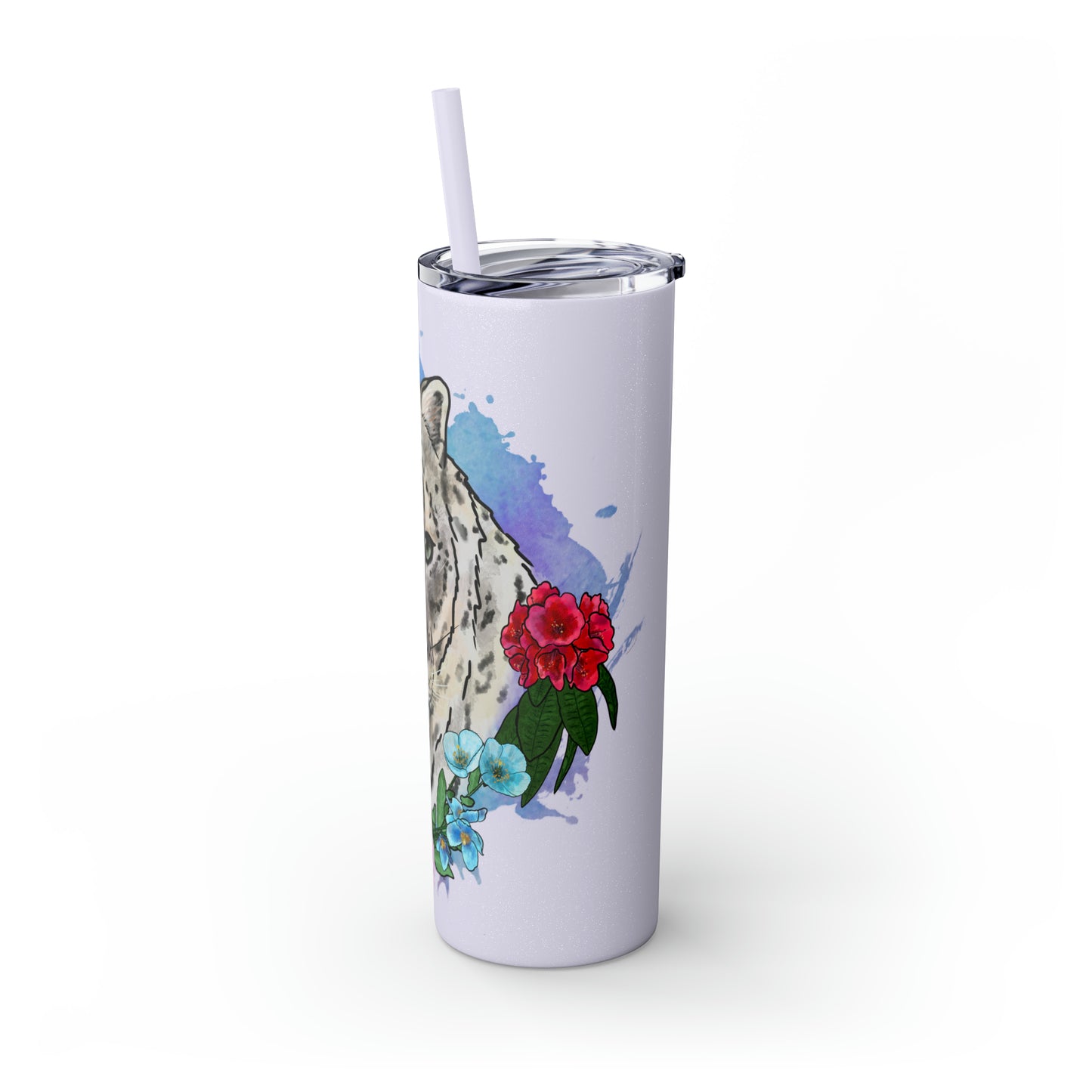 Snow Leopard Tumbler with Straw, 20oz