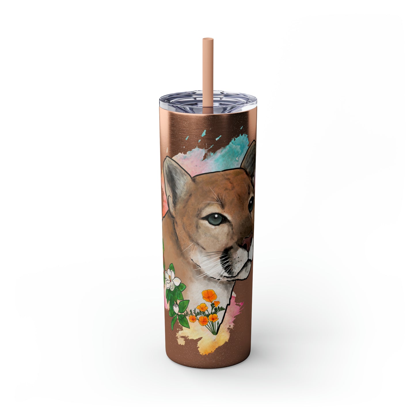 Mountain Lion Tumbler with Straw, 20oz