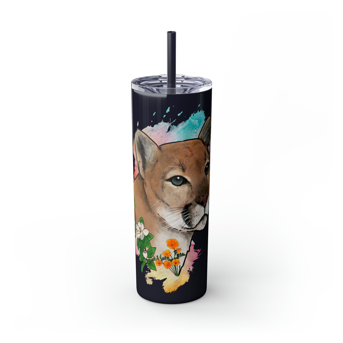 Mountain Lion Tumbler with Straw, 20oz