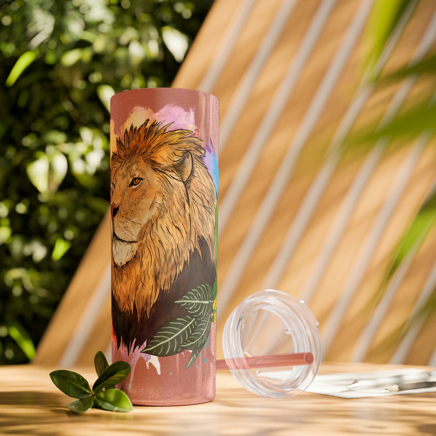 Lion Tumbler with Straw, 20oz
