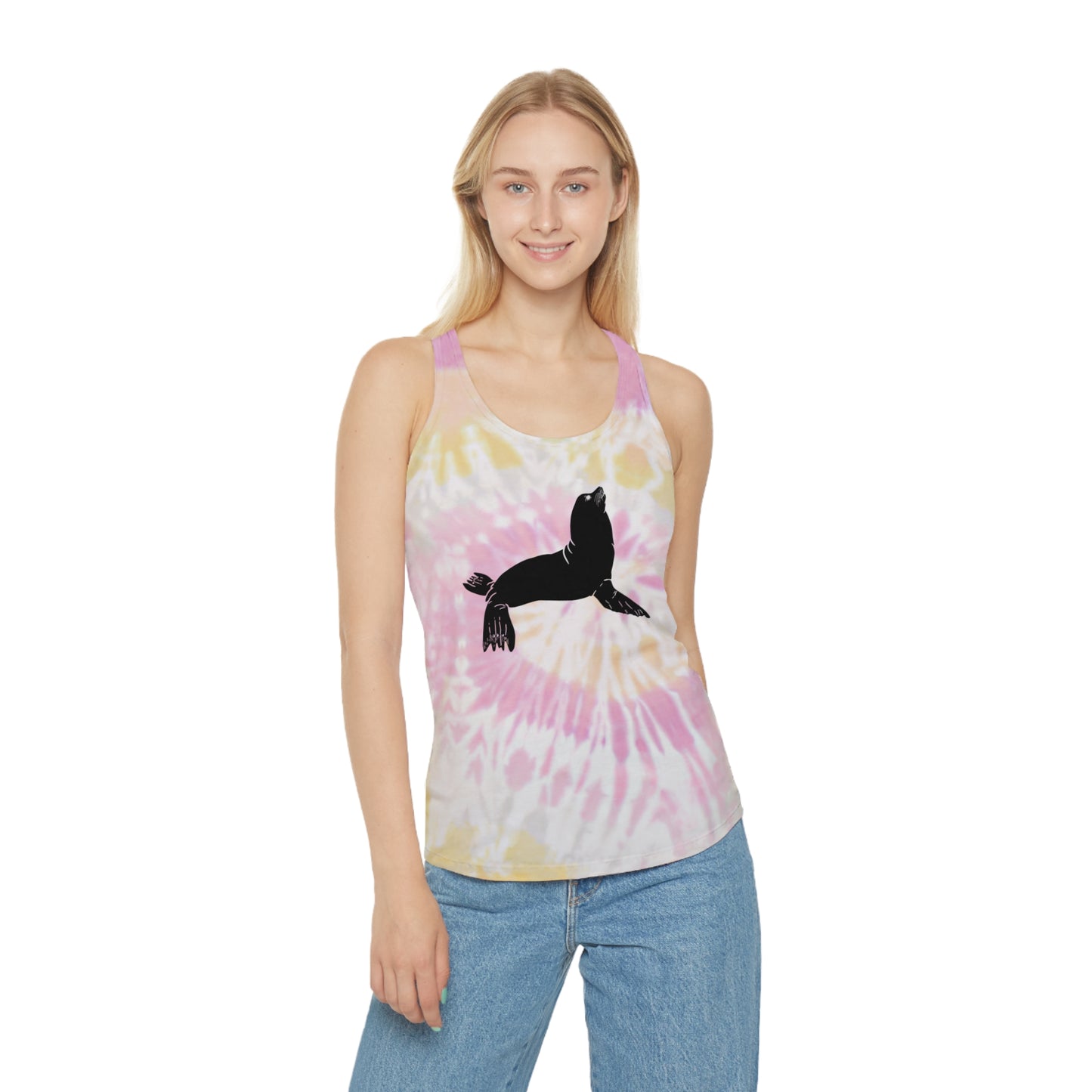 Sea Lion Solid Tie Dye Racerback Tank Top