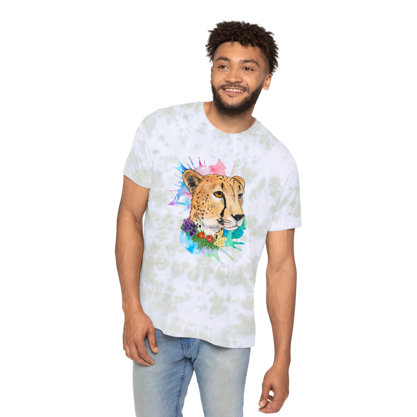 Cheetah Lion Tie-Dyed T-Shirt