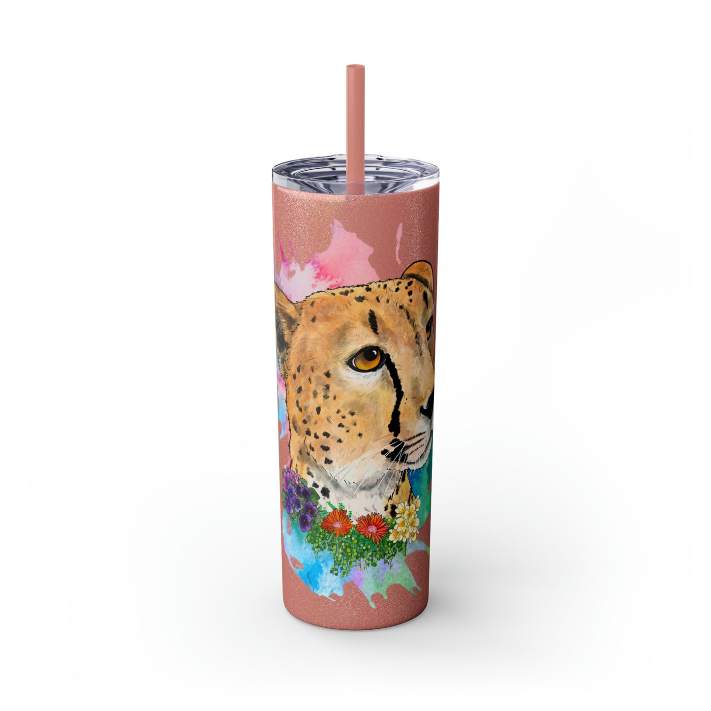 Cheetah Tumbler with Straw, 20oz