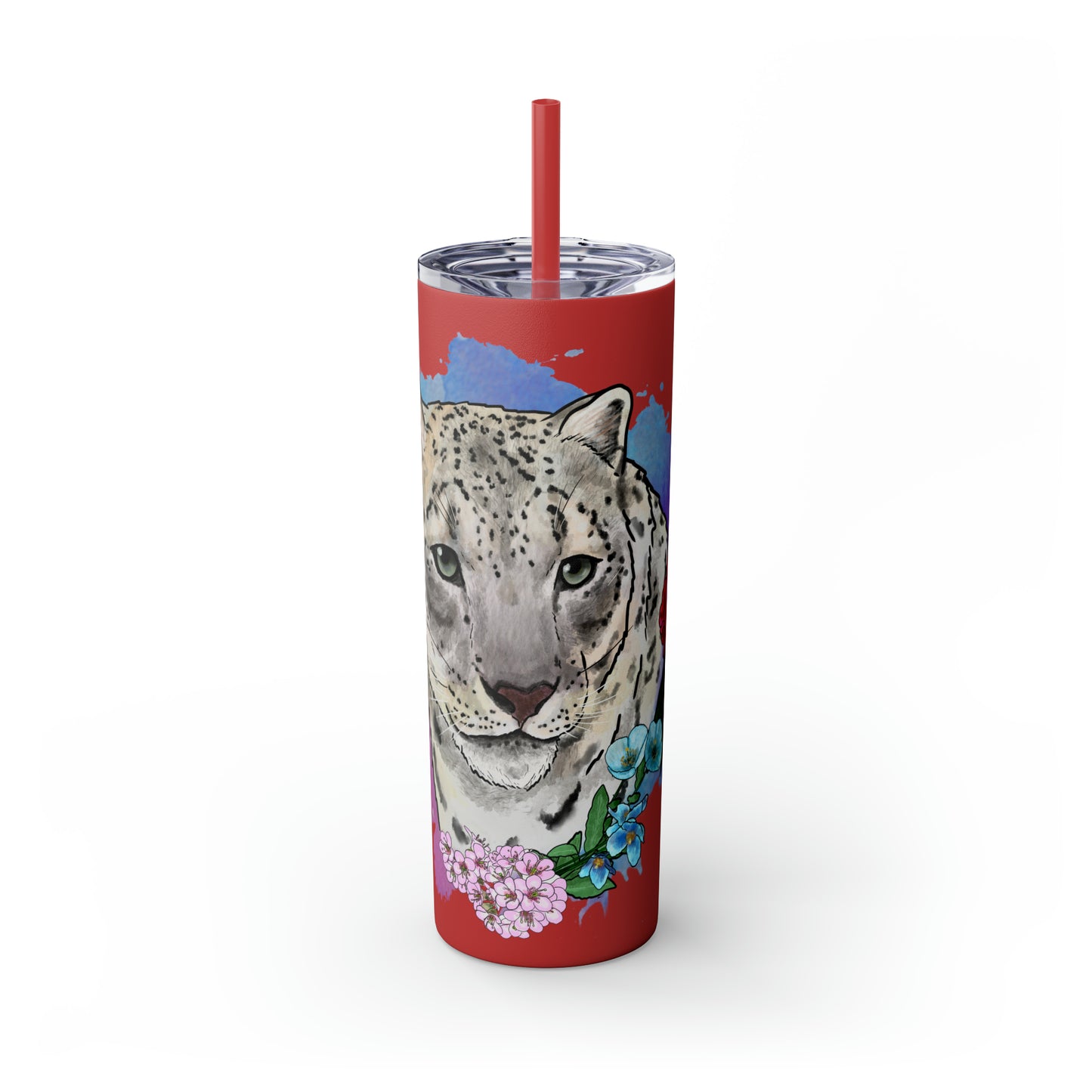 Snow Leopard Tumbler with Straw, 20oz