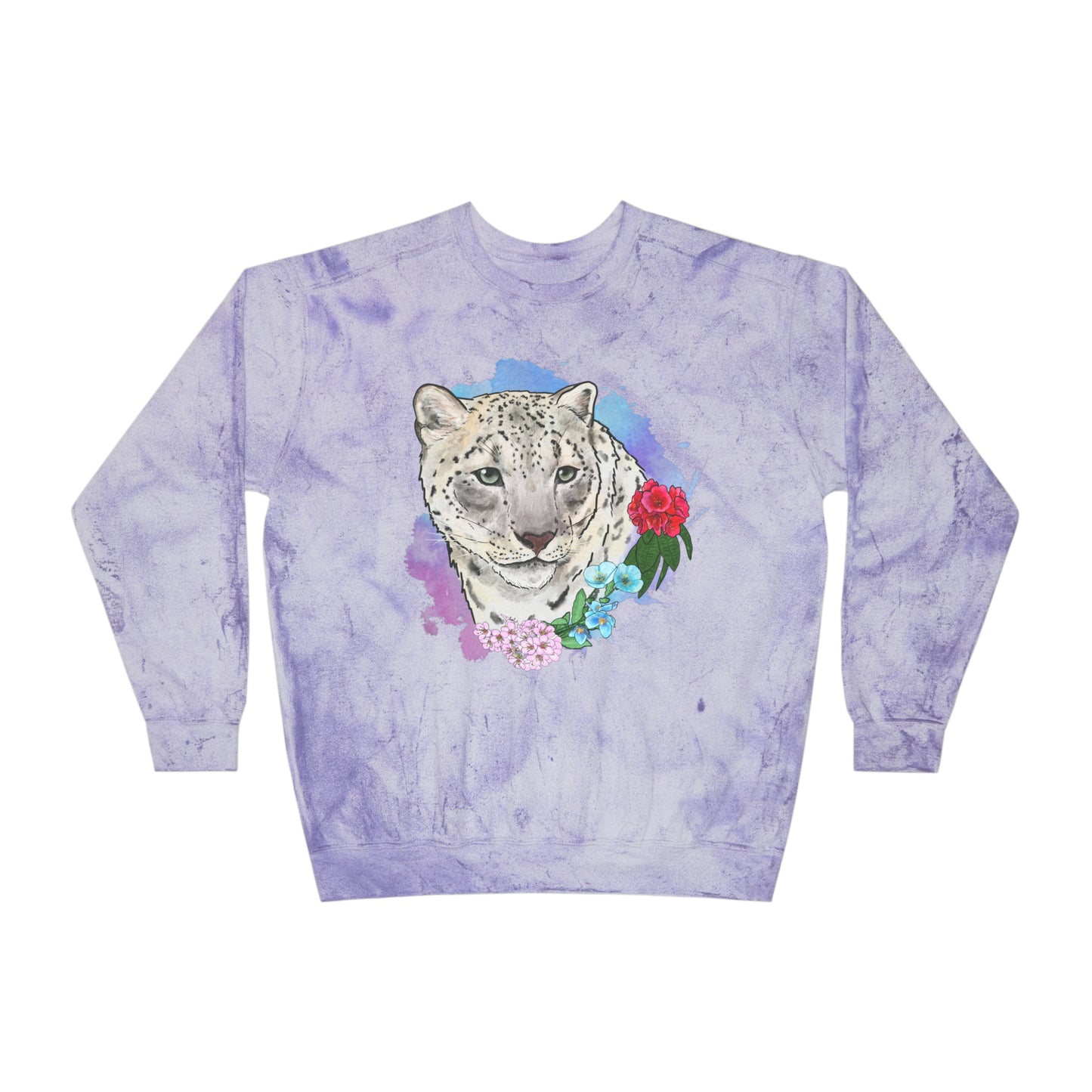 Snow Leopard Color Blast Crewneck Sweatshirt