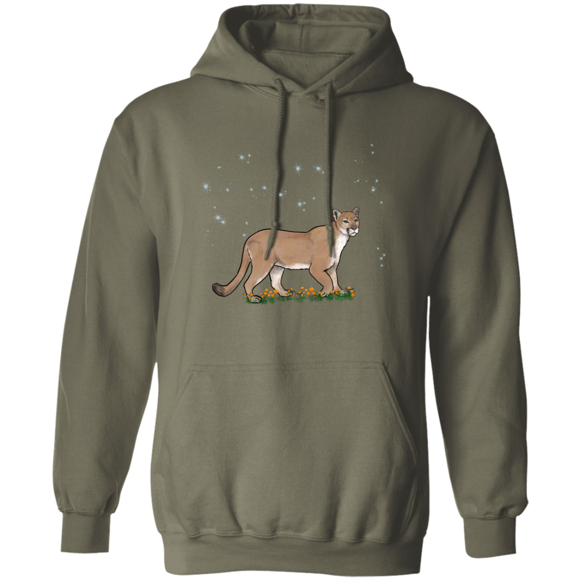 Mountain lion flower scene