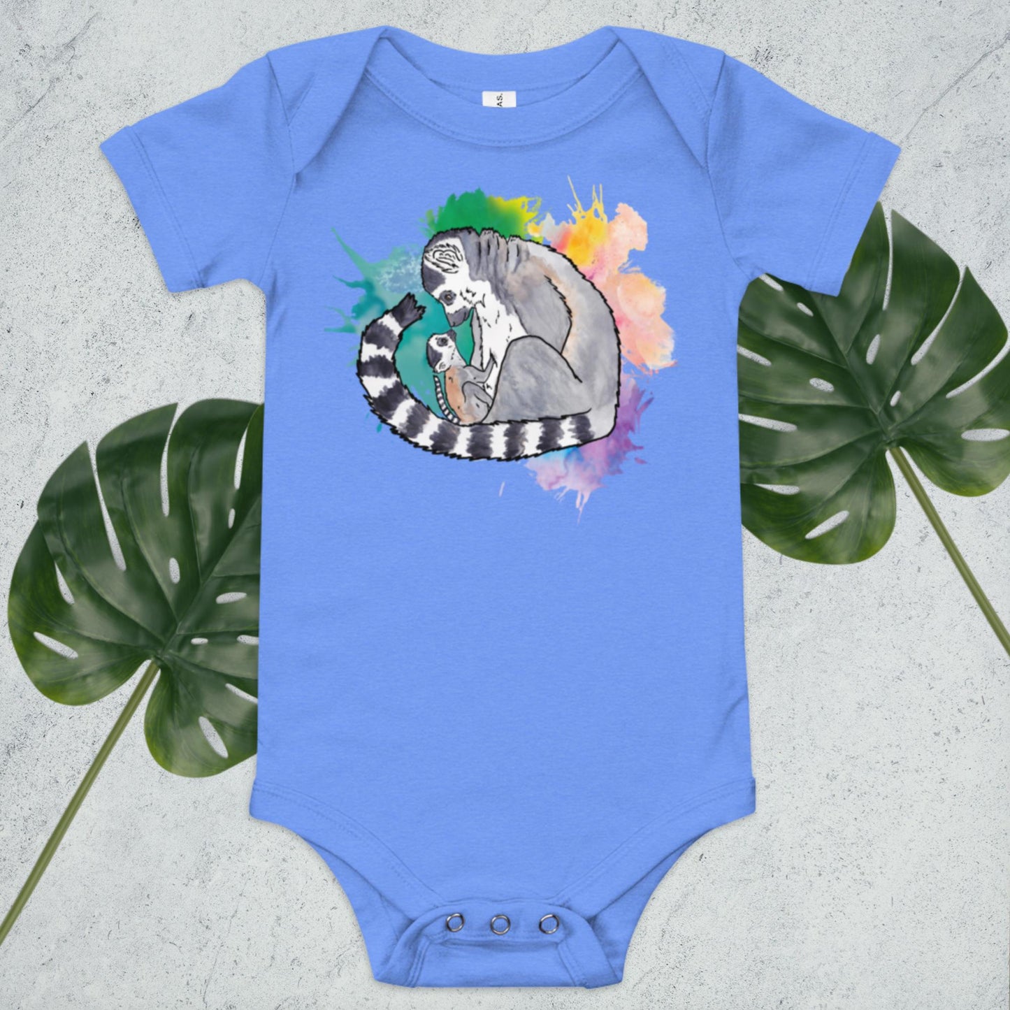 Lemur Baby watercolor short sleeve one piece