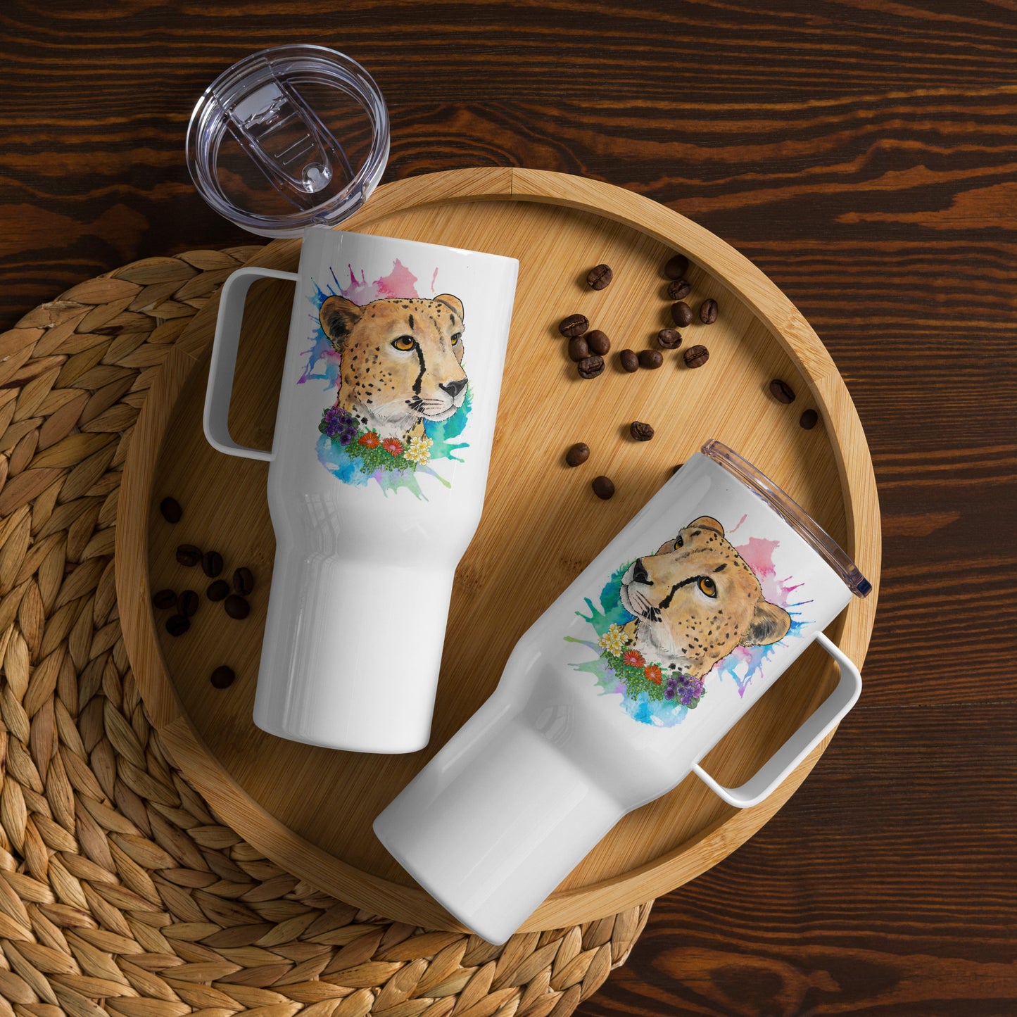 Cheetah Travel mug with a handle