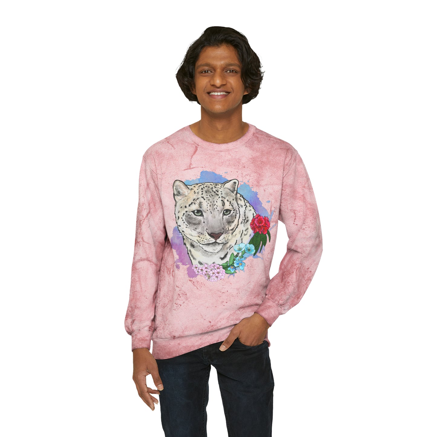 Snow Leopard Color Blast Crewneck Sweatshirt