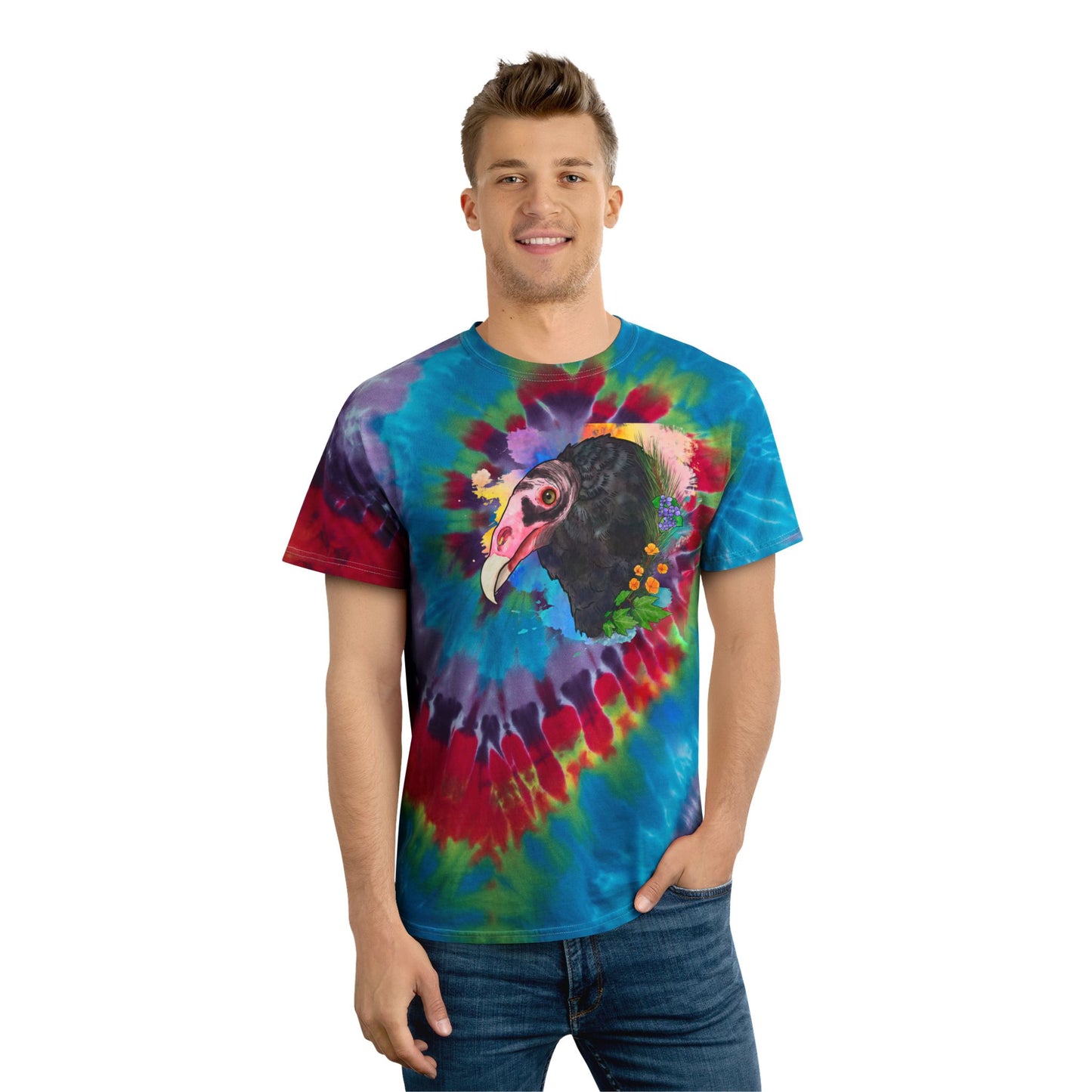 Turkey Vulture Tie-Dye Tee, Spiral