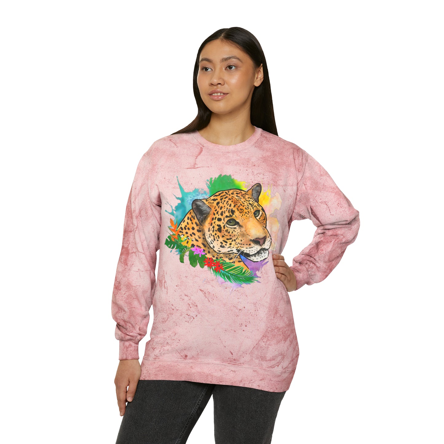 Jaguar Floral Comfort Colors Crewneck Sweatshirt