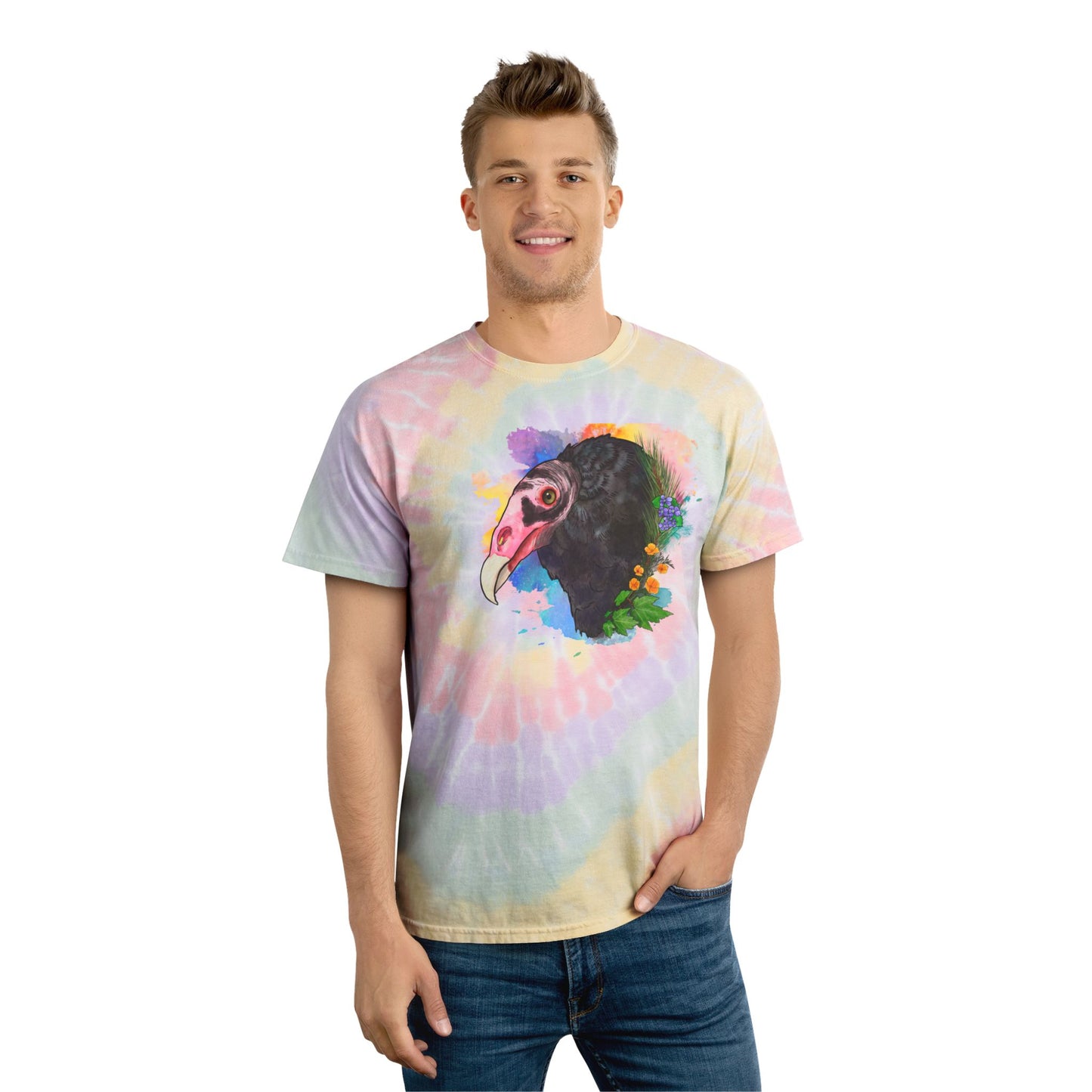 Turkey Vulture Tie-Dye Tee, Spiral
