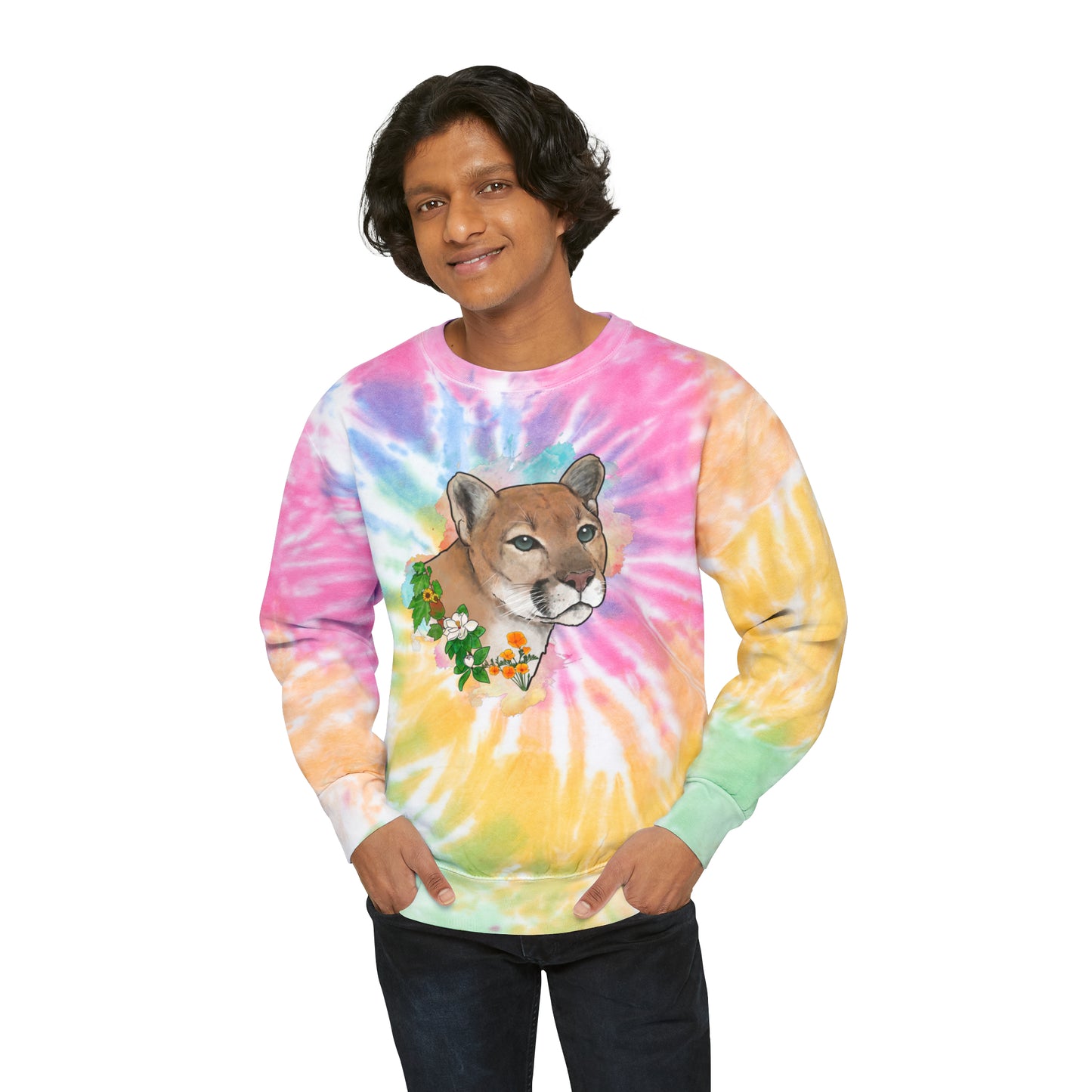 Mountain Lion Tie-Dye Sweatshirt