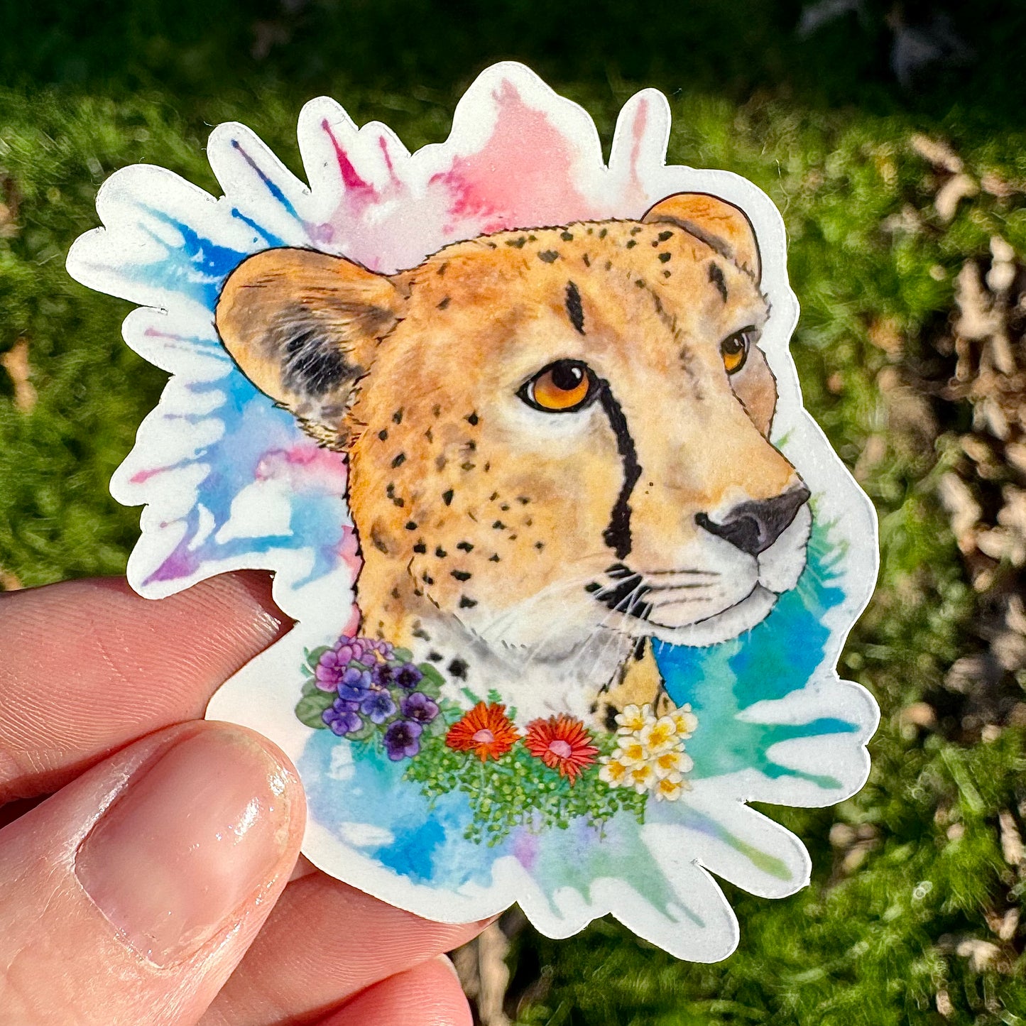 Big cat floral sticker pack