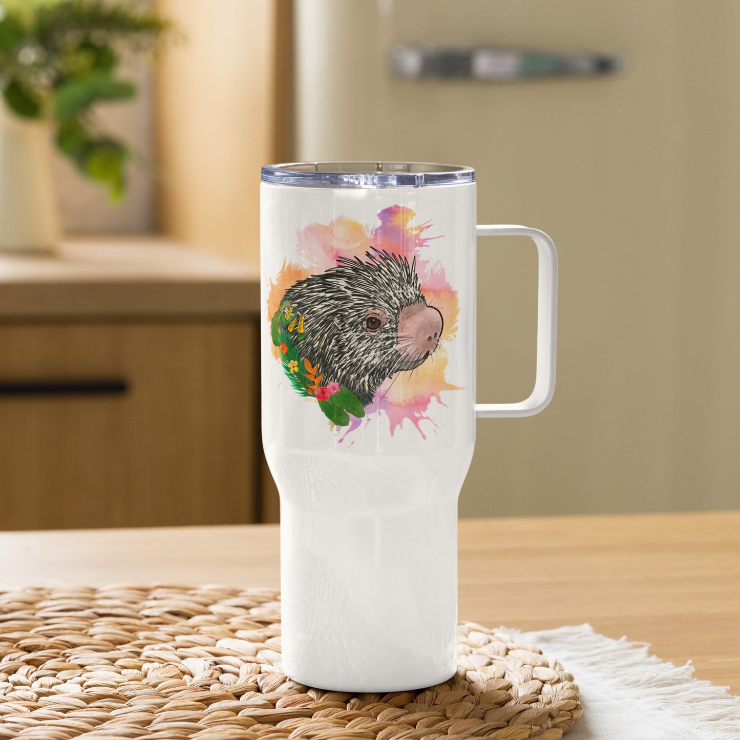 Prehensile Tailed Porcupine Travel mug with a handle